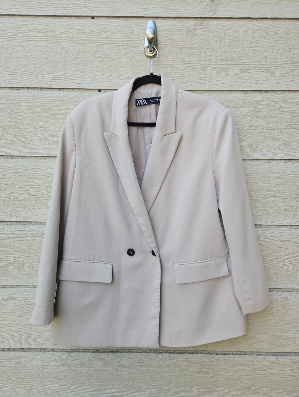 Zara beige oversized double breasted blazer large with small flaws